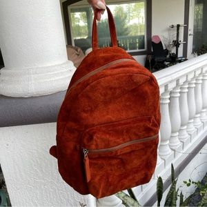 Orange Suede Baggu Backpack